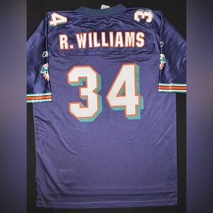 Rare Miami Dolphins Ricky Williams Alt Blue Reebok Football Jersey Size: Large